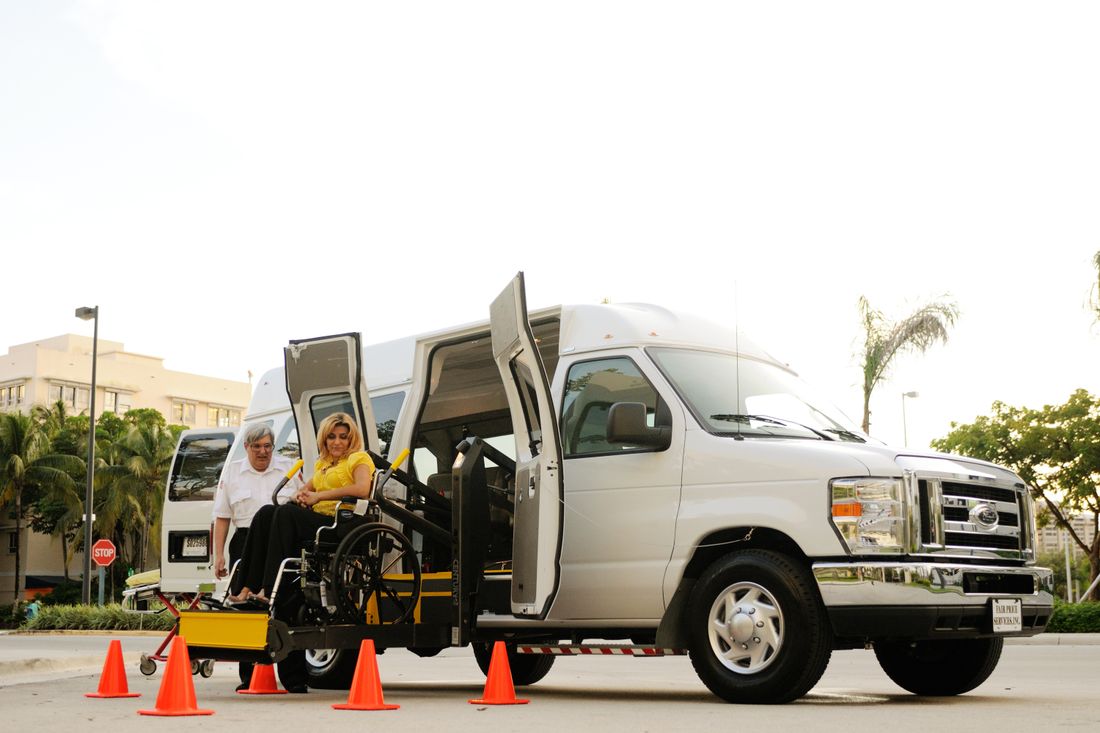 A passenger boarding a lift-equipped vehicle