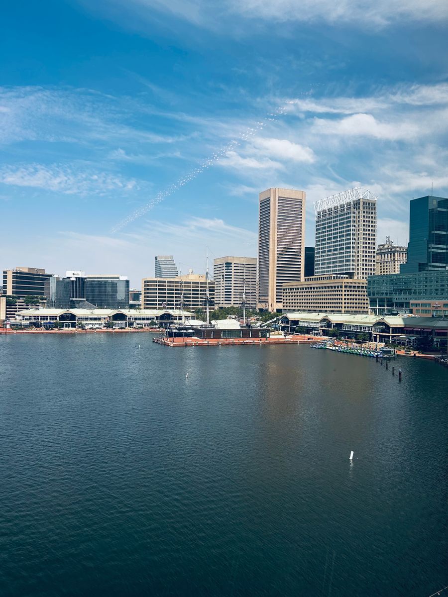 Baltimore Inner Harbor skyline across the water