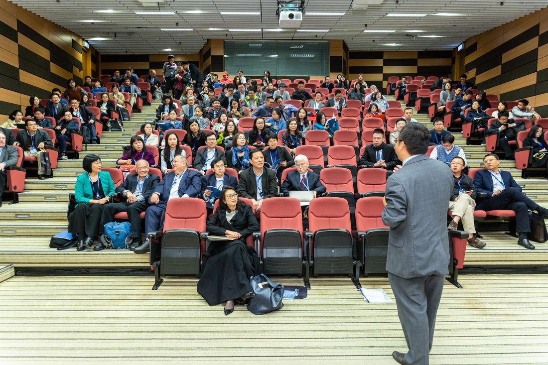 Delegates seated in a conference auditorium